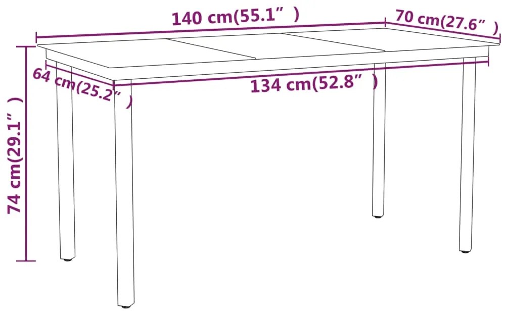 Set mobilier de gradina, 7 piese, negru Lungime masa 140 cm, 7