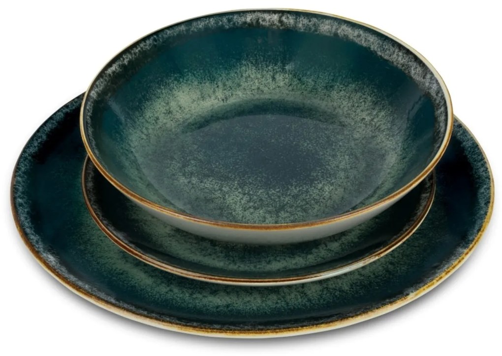 Set farfurii 18 piese Matte Green Berlinger Haus BH 10300, ceramica, verde