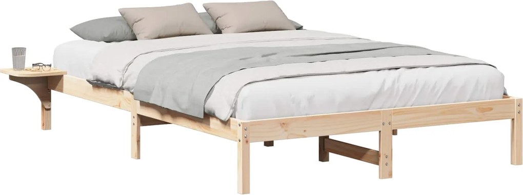 vidaXL Cadru de pat natural 150 x 200 cm Lemn de pin masiv
