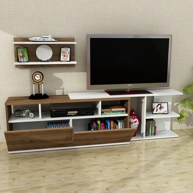 Comoda TV Beste - Alb, Walnut