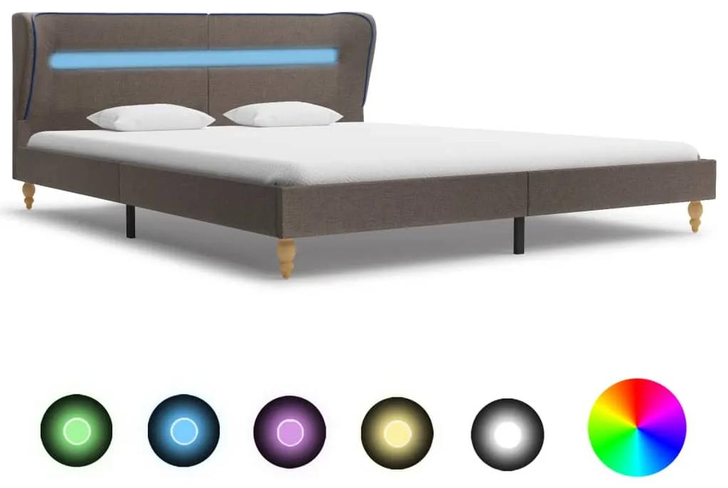 280616 vidaXL Cadru de pat cu LED-uri, gri taupe, 180x200 cm, material textil