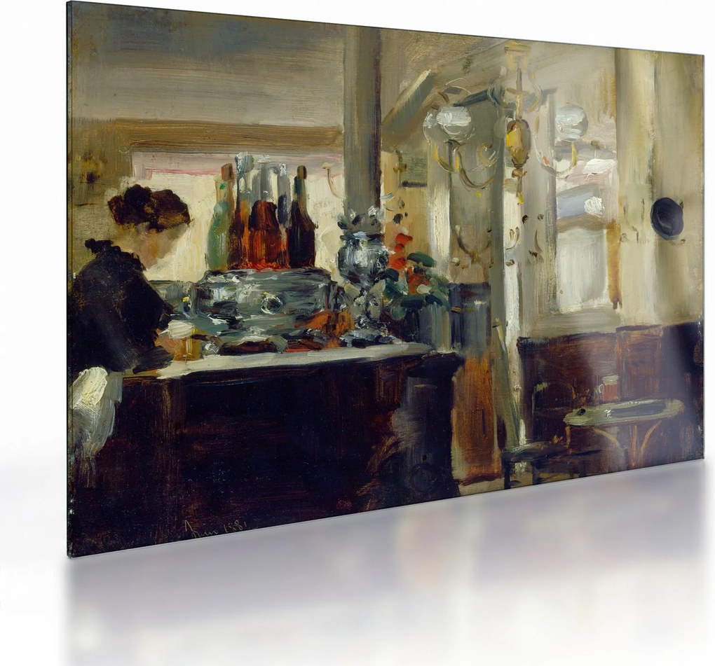 Tablou pe sticlă - Style of Edouard Manet, Bon Bock Cafe, reproducere (70x50 cm)