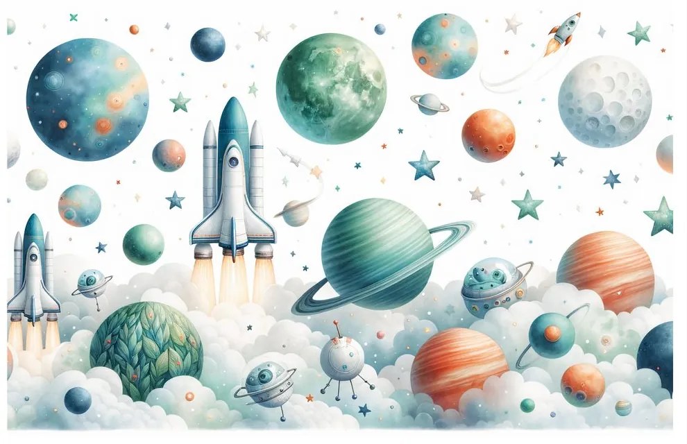 Tablou rachetă printre planete