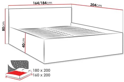 Pat matrimonial 160 cm Noralan 160 (Alb alpin) (cu somieră). 1104293