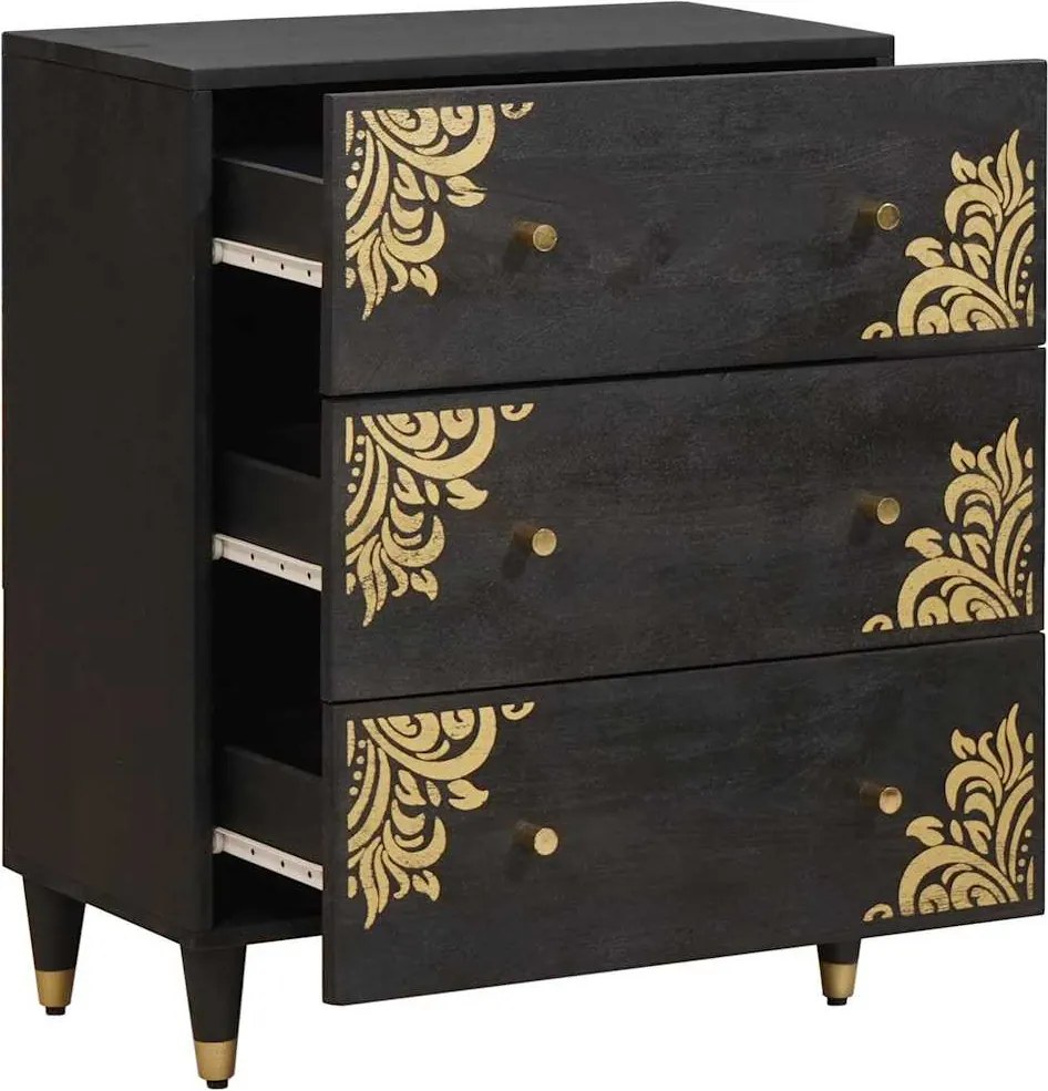 vidaXL Bufet Negru 60 x 33 x 75 cm Lemn de mango solid