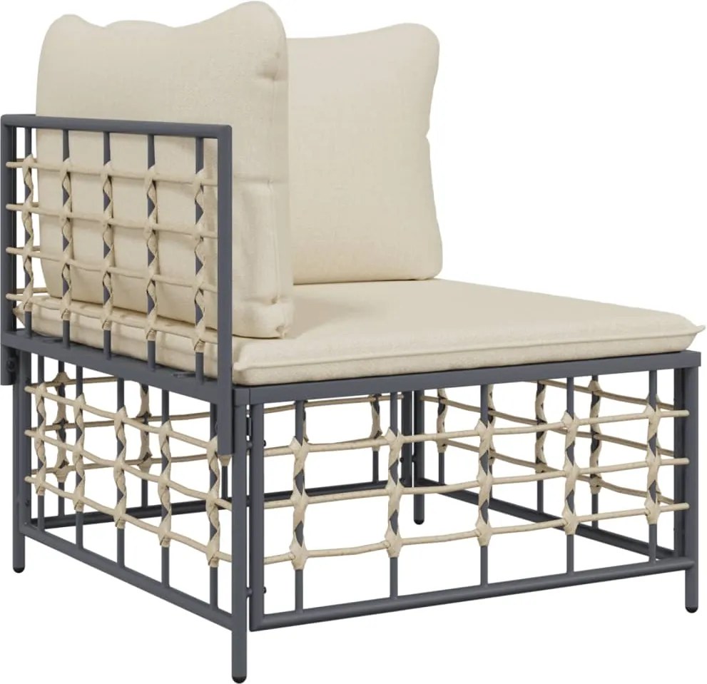 vidaXL Canapea de colț cu perne de grădină, bej, poliratan