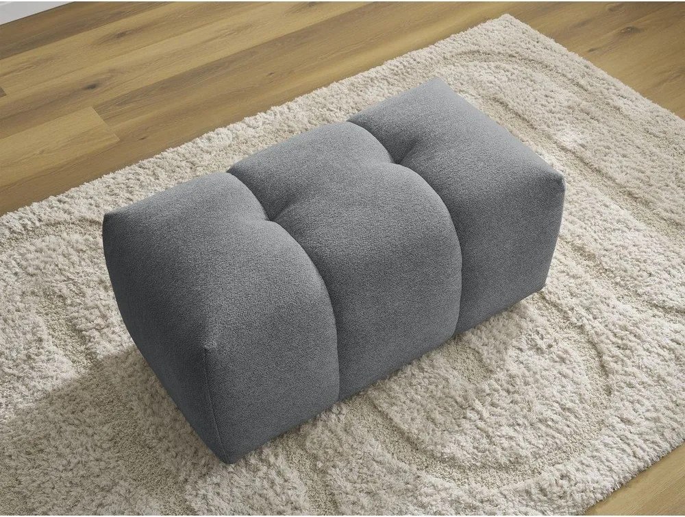 Taburet gri cu tapițerie din chenille Roxelane – Bobochic Paris