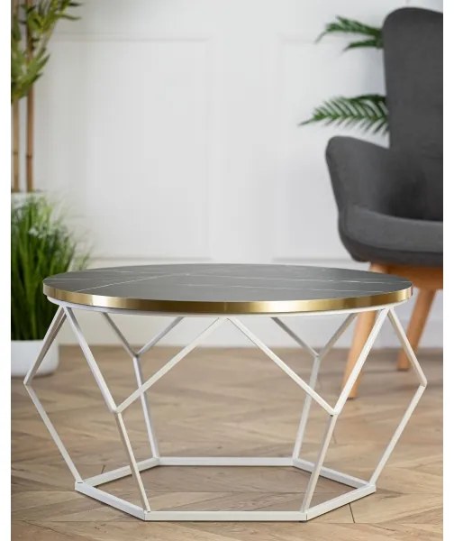 Măsuță de cafea DIAMOND 40x70 cm auriu/negru/alb