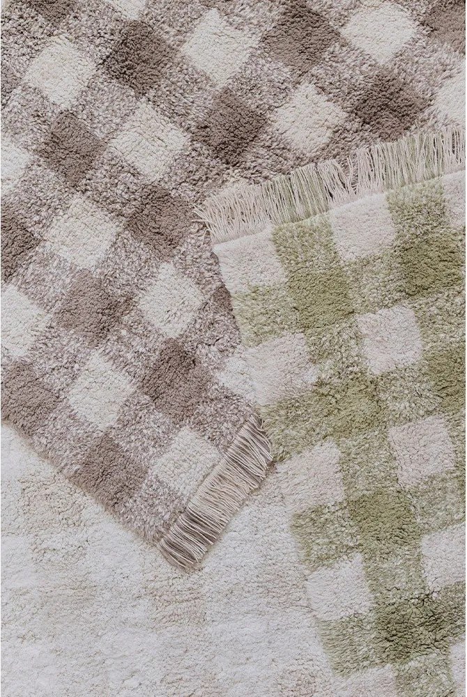 Covor pentru copii verde lavabil/țesut manual din bumbac 90x120 cm Vichy – Lorena Canals