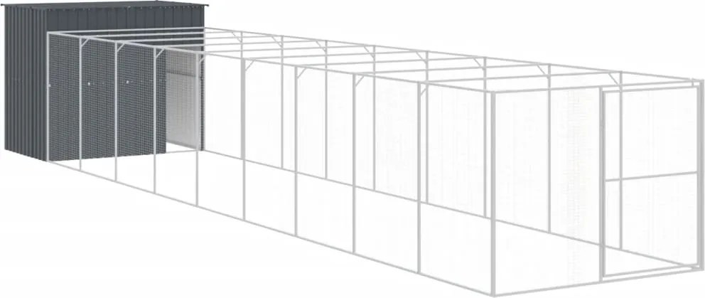 vidaXL Cușcă de câine cu țarc antracit 214x1069x181 cm oțel galvanizat