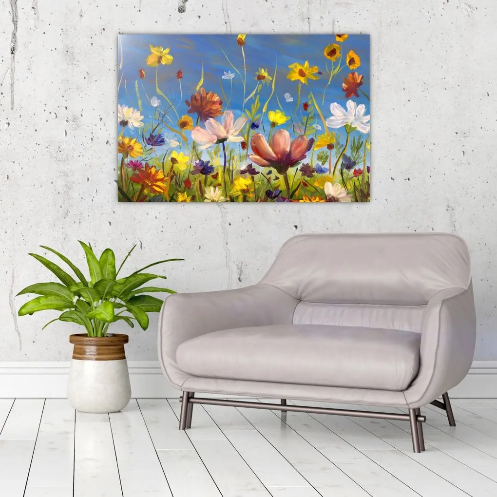 Tablou cu luncă înflorită (90x60 cm)