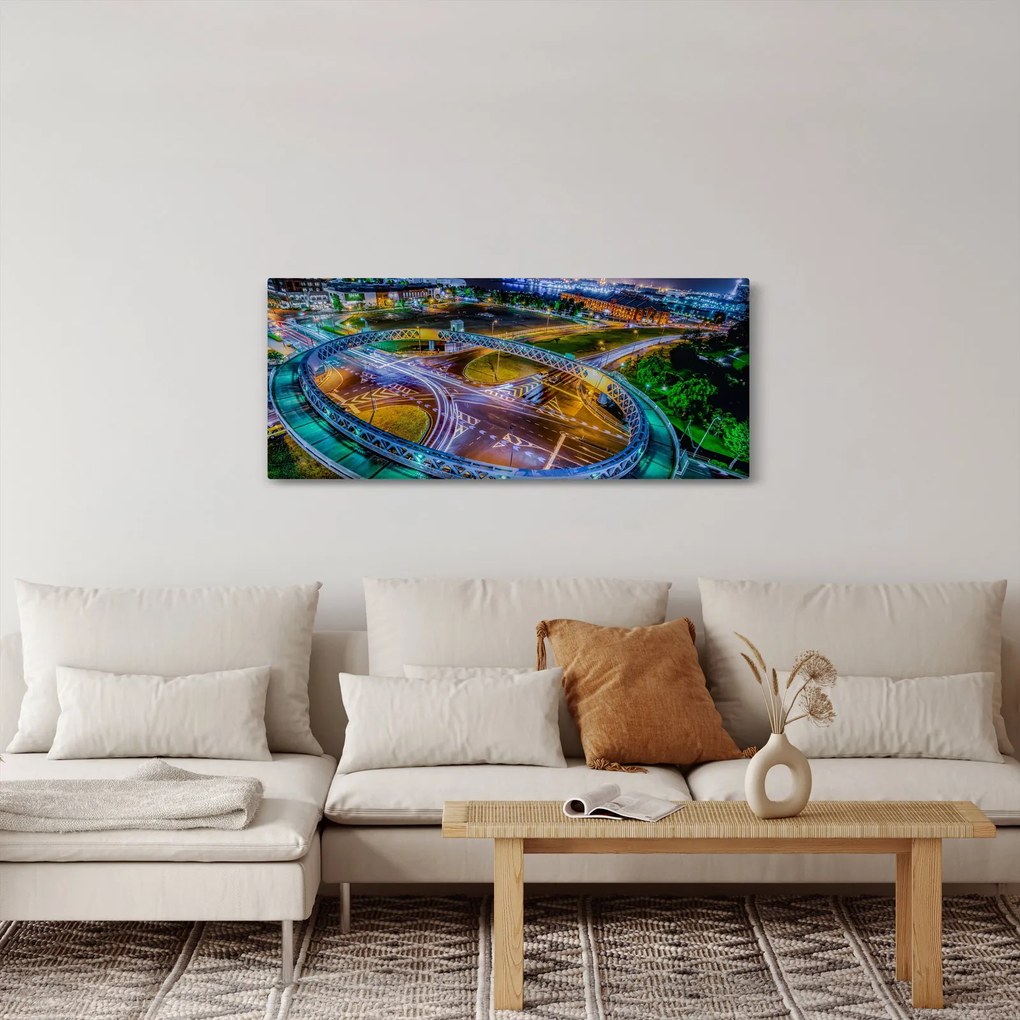 Tablou panorama orașului nocturn (120x50 cm)