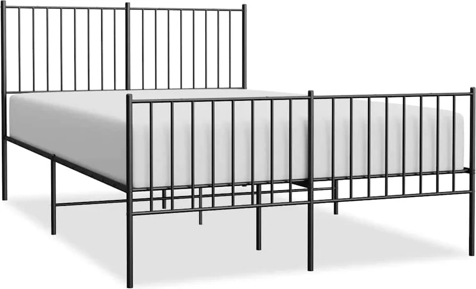 vidaXL Cadru pat metalic cu tăblie de cap/picioare, negru, 140x200 cm