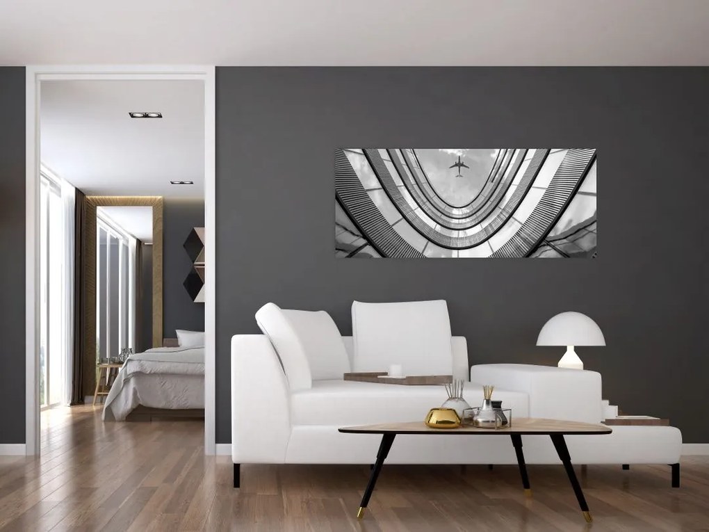 Tablou - Avionul deasupra clădirii (120x50 cm)