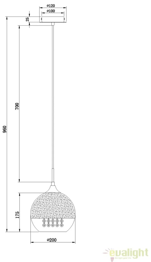 Lustra suspendata, Pendul modern Fermi, 20cm MYP140-PL-110-1-N