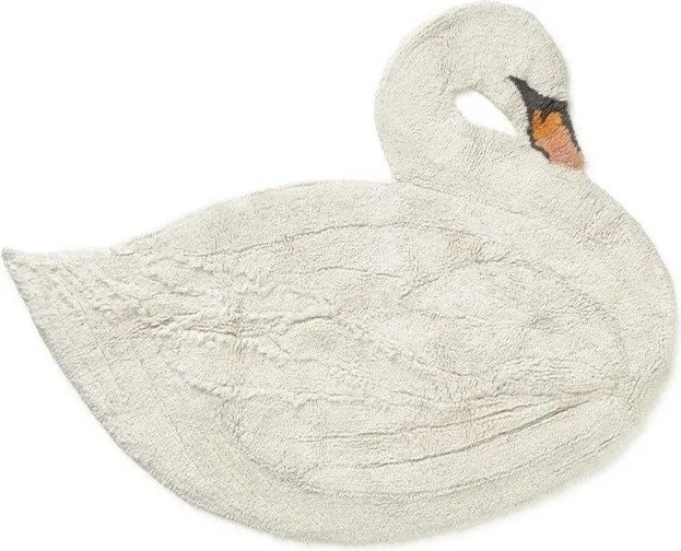 Covor pentru copii crem lavabil/țesut manual din bumbac 100x120 cm Swan – Lorena Canals