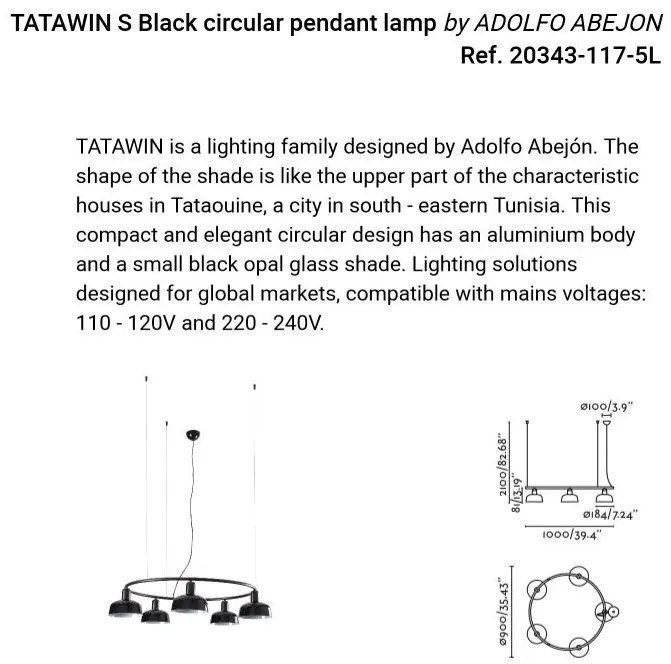 Lustra suspendata design modern TATAWIN S negru