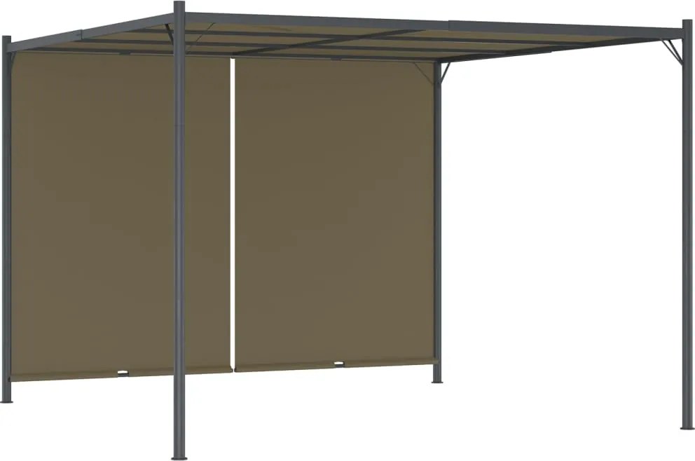 vidaXL Pergolă grădină cu acoperiș retractabil gri taupe 3x3m 180 g/m²
