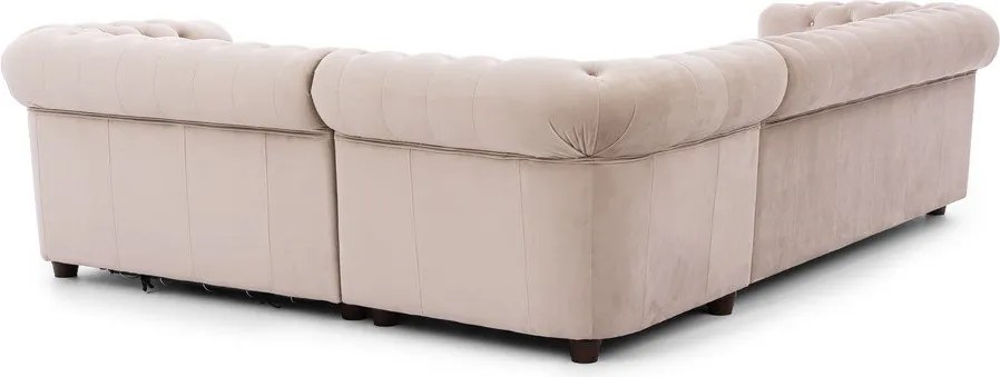 Colțar bej extensibil cu tapițerie din catifea (cu colț pe partea dreaptă/în formă de ”L”) York Blik – Ropez