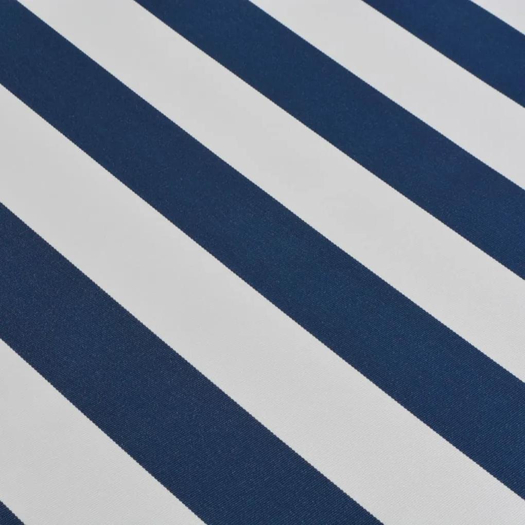 Copertina pliabila cu actionare manuala, albastru alb, 400 cm Albastru si alb, 400 cm