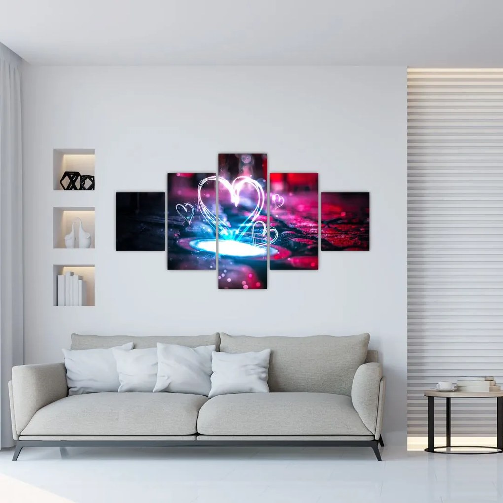 Tablou cu inima iluminată (125x70 cm), în 40 de alte dimensiuni noi