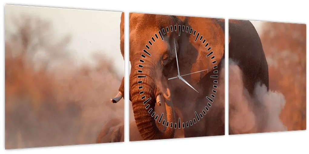Tablou - Marele elefant african (cu ceas) (90x30 cm)