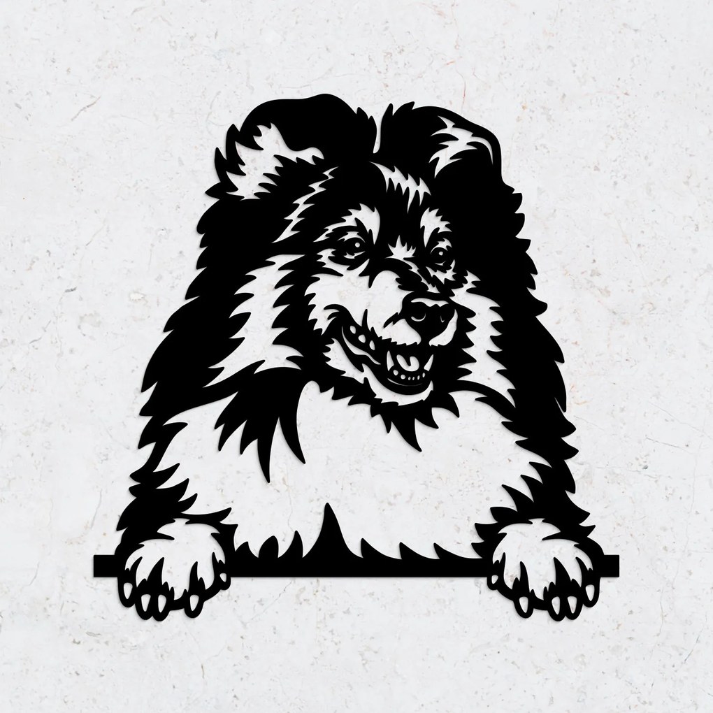 DUBLEZ | Tablou sculptat cu câine pentru perete - Border Collie