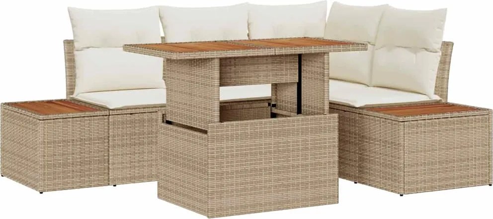 vidaXL Set de canapele pentru grădină 5 pcs Bej Rattan poli