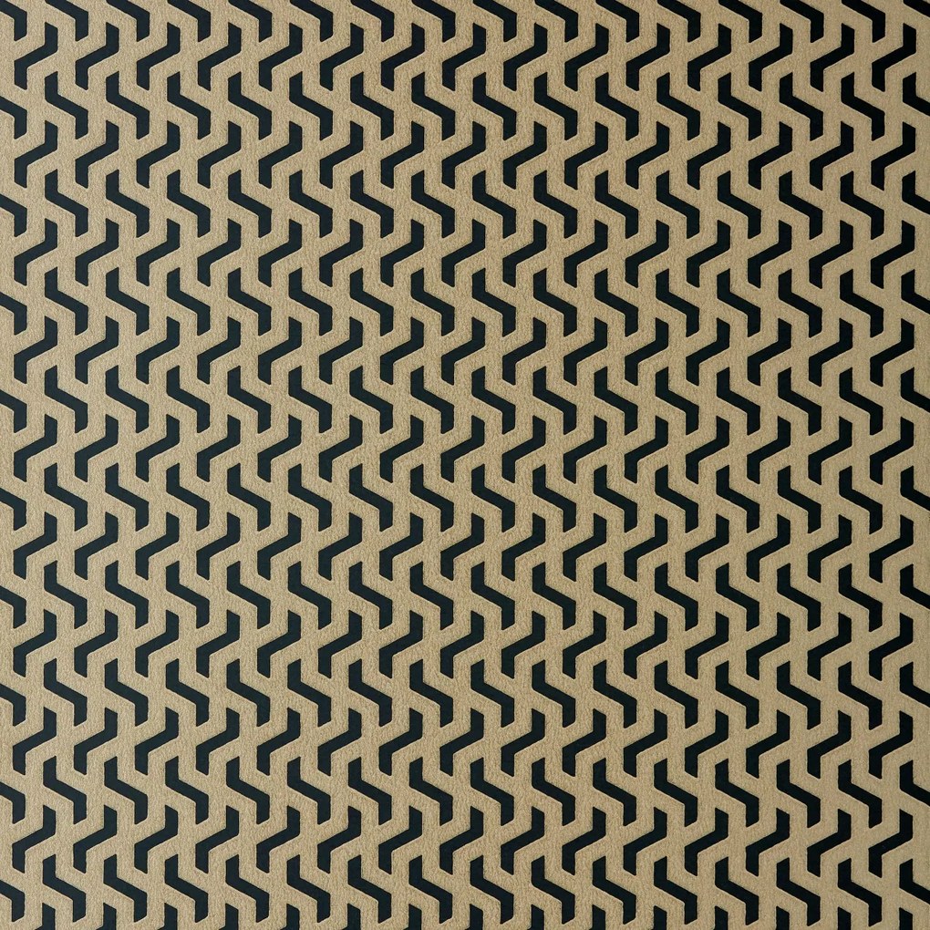 Tapet Rattan, Bracken Gold and Black Luxury Geometric, 1838 Wallcoverings, 5.3mp / rola