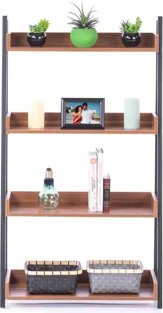 Etajera cu 4 rafturi in decor nuc TRAX