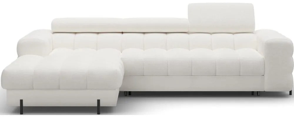 Colțar crem extensibil/cu spațiu de depozitare cu tapițerie din țesătură bouclé (cu colț pe partea stângă/cu șezlong) Felro – ELTAP