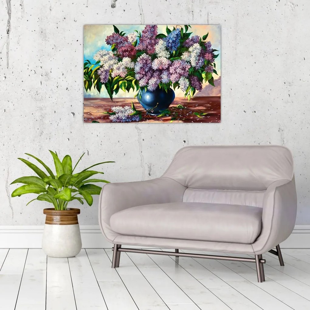 Tablou pe sticlă - Buchet de liliac (70x50 cm)