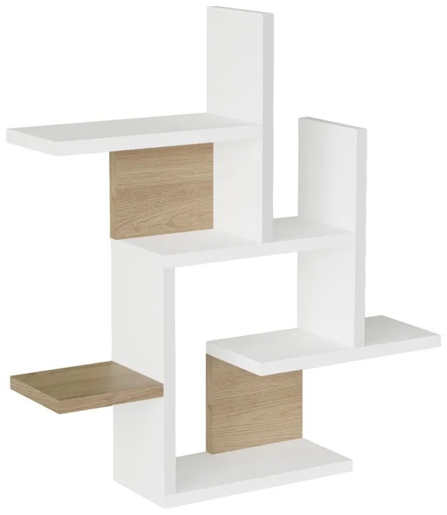 Raft de perete Nogara, Pako World, Alb-Natural, 62x14x66 cm