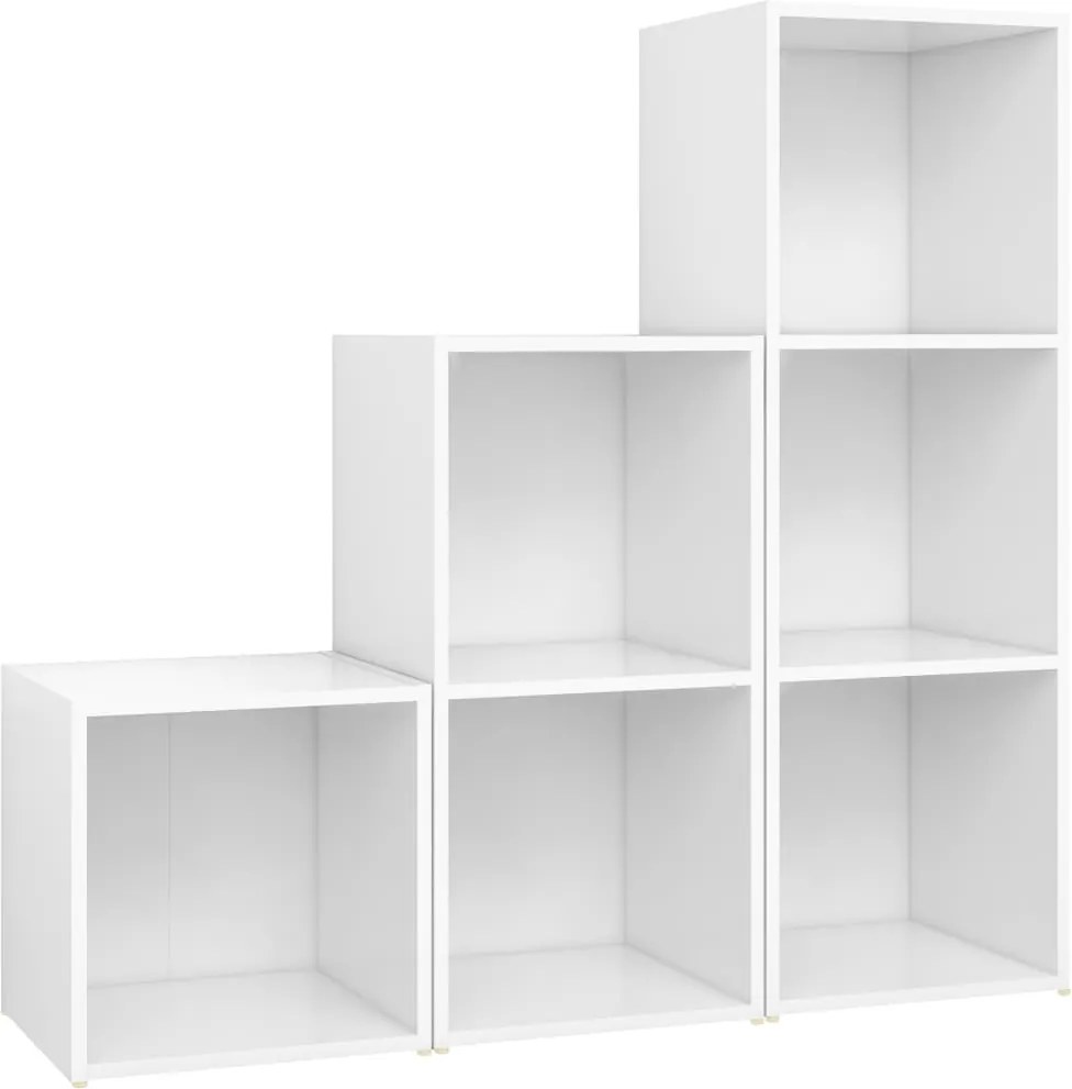 vidaXL Set de dulapuri TV, 3 piese, alb, lemn prelucrat