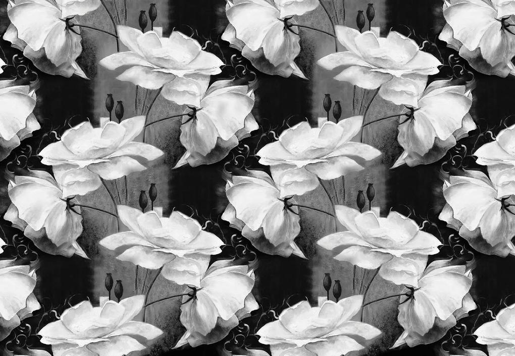 Fototapet - Ornament floral - alb negru (254x184 cm), în 8 de alte dimensiuni noi