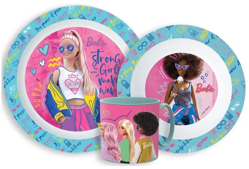 Barbie set de vase, set de plastic micro cu cană 265 ml