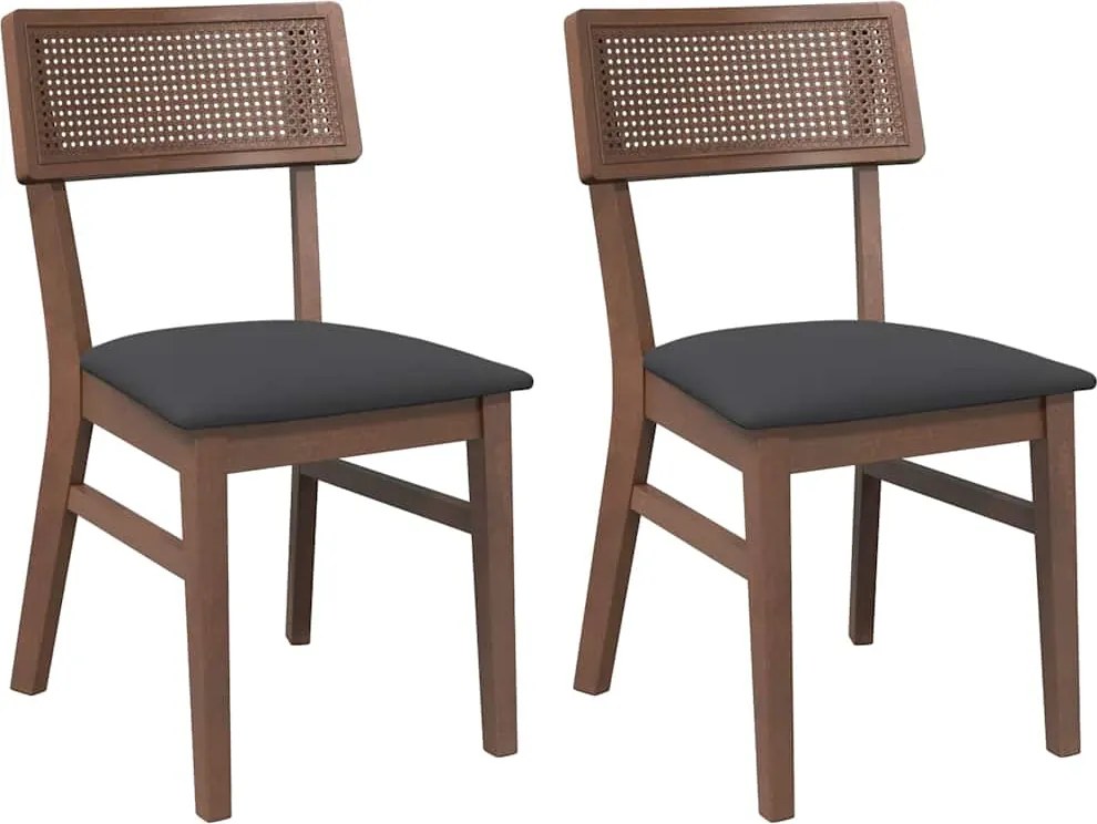 vidaXL Scaune sufragerie cu perne 2 buc. cauciuc din lemn masiv maro