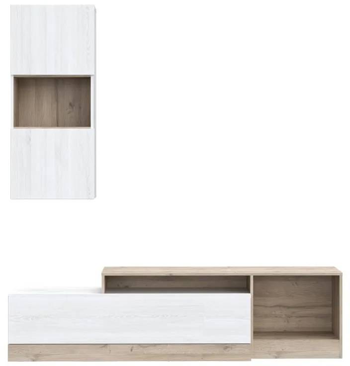 Ansamblu comoda TV Halmi alb stejar 180x39x190 cm