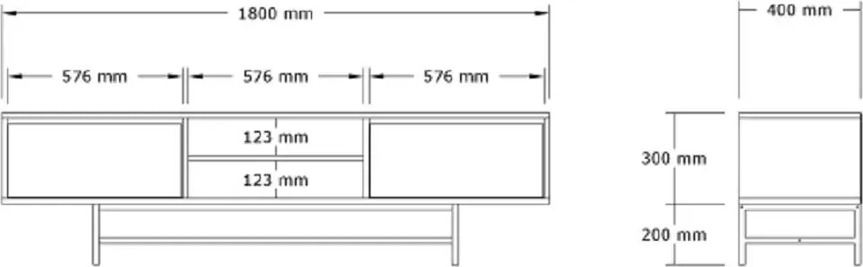 Comoda tv Angelyn pentru living culoare nuc si antracit 180 cm