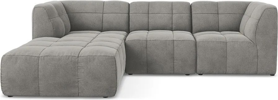 Colțar gri cu tapițerie din catifea (cu colț pe partea stângă/cu șezlong) Aloha – Makamii