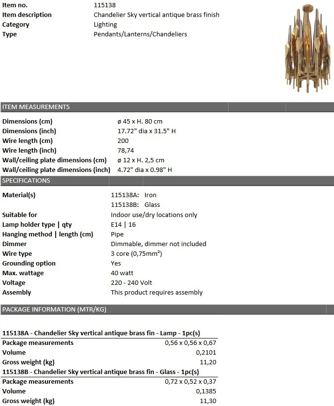 Lustra dimabila design LUX Sky Vertical 115138 HZ