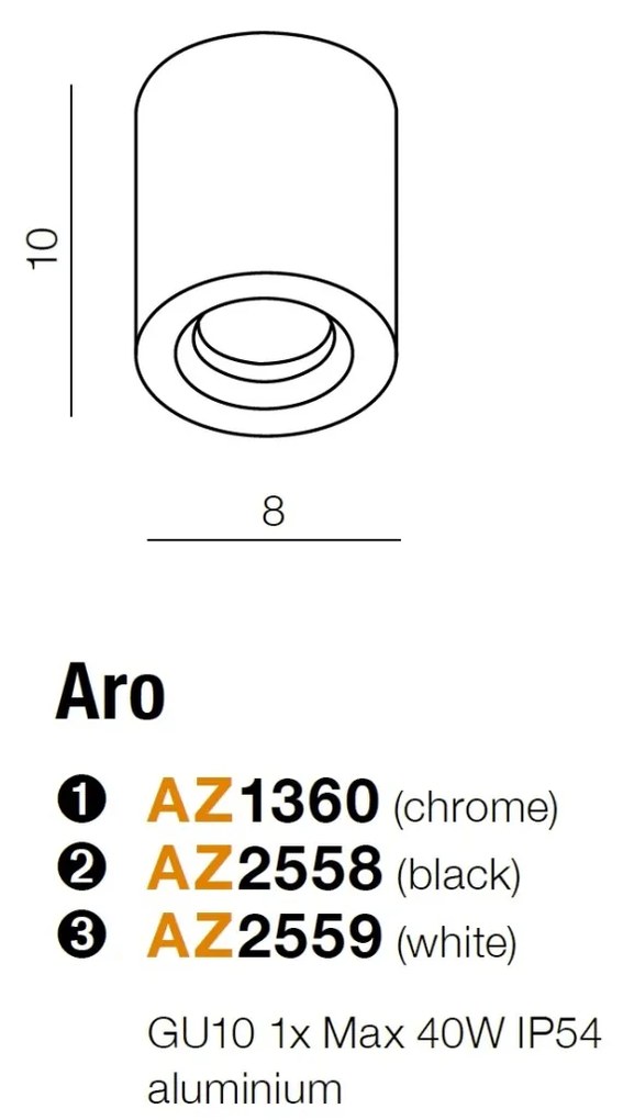 Spot pentru baie aplicat tavan/plafon ARO negru