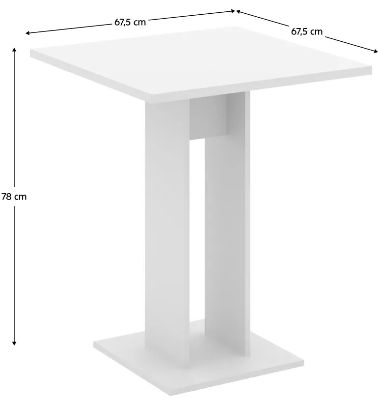Masa de sufragerie, alba, 67,5x67,5 cm, EVERET