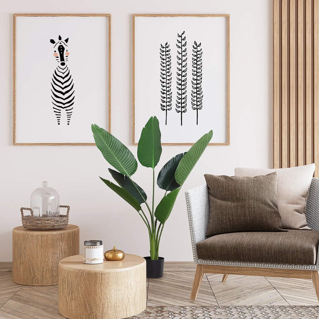 Outsunny Planta Artificiala Pasarea Paradisului Inalta 120cm, Planta Artificiala Strelitzia pentru Interior si Exterior cu Ghiveci | Aosom Romania