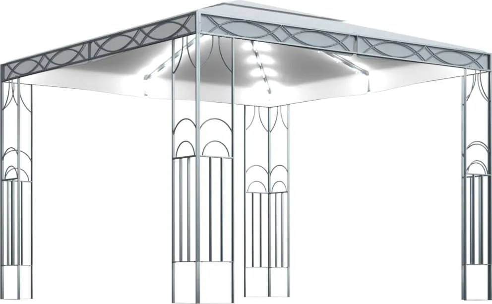 vidaXL Pavilion cu șir de lumini LED, crem, 300x300 cm