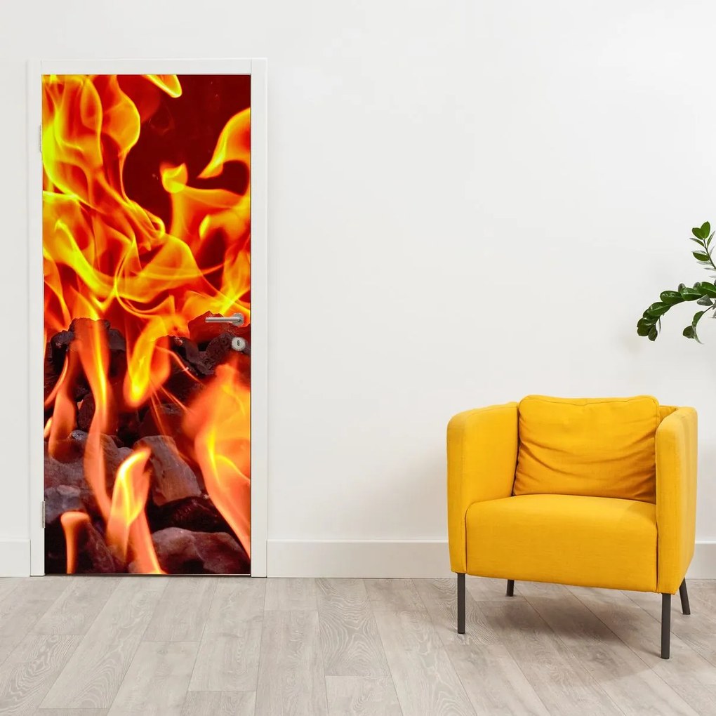 Fototapet pentru ușă - cărbuni aprinși (95x205cm)