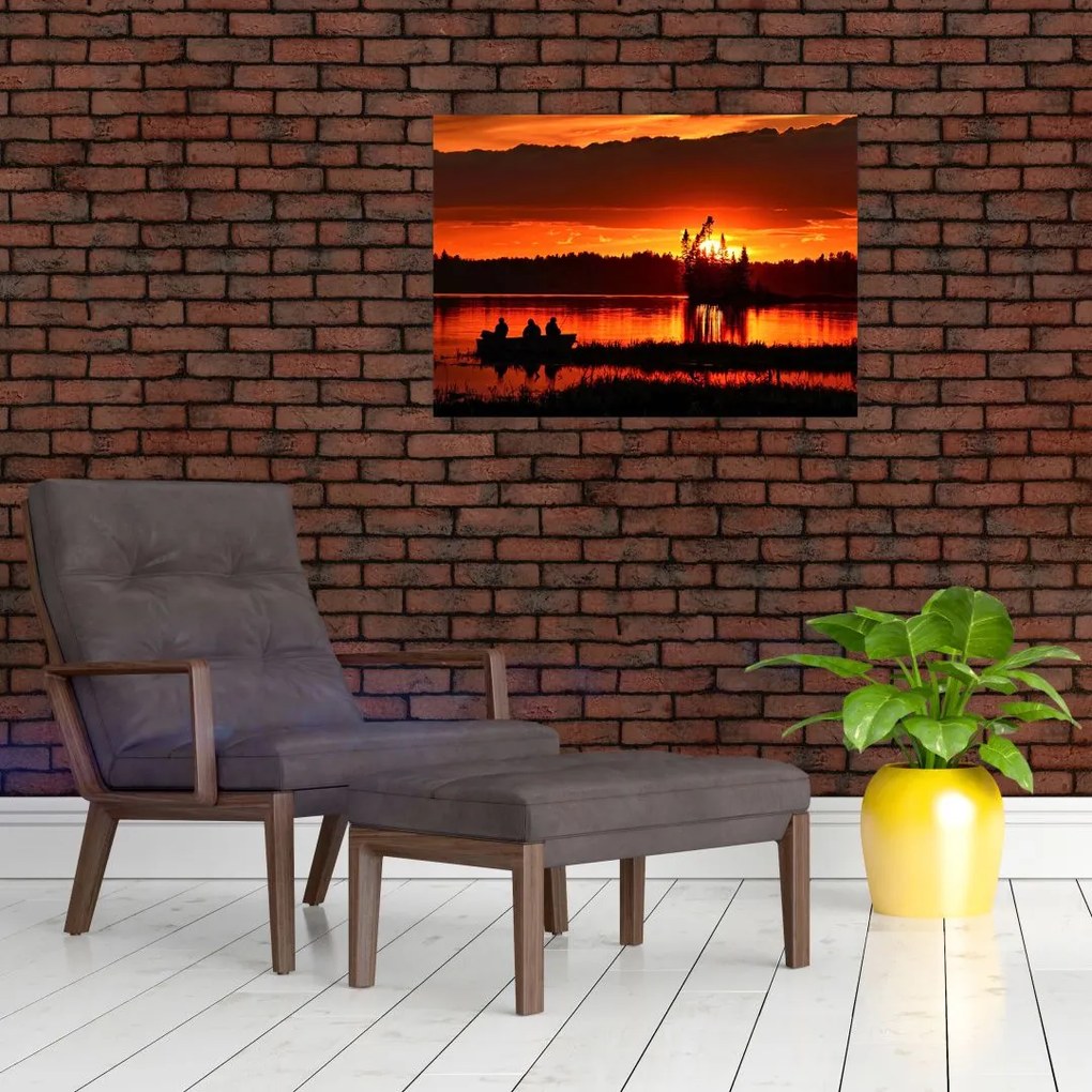 Tablou - Pescari pe lac (70x50 cm)