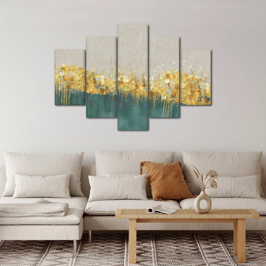 Tablou - Textura cu decor auriu (150x105 cm)