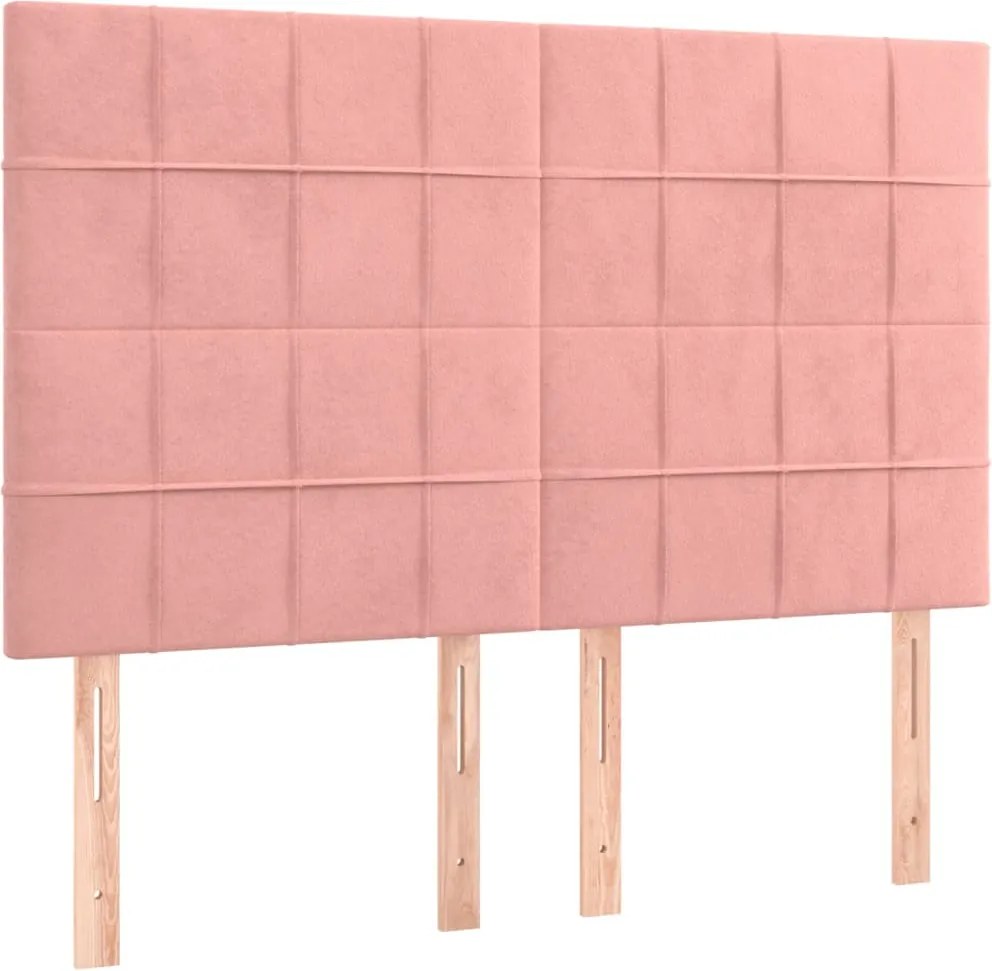 vidaXL Tăblie de pat roz 144x5x118/128 cm catifea