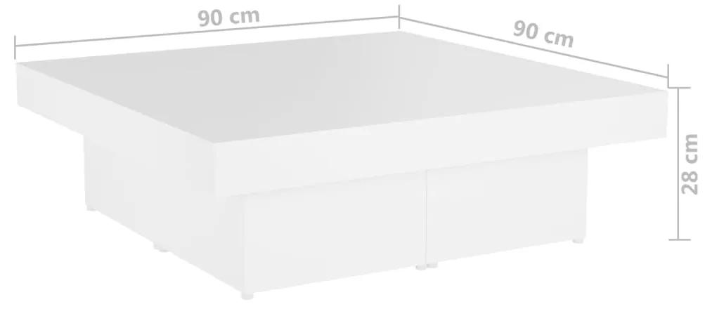 Masuta de cafea, alb, 90x90x28 cm, PAL 1, Alb
